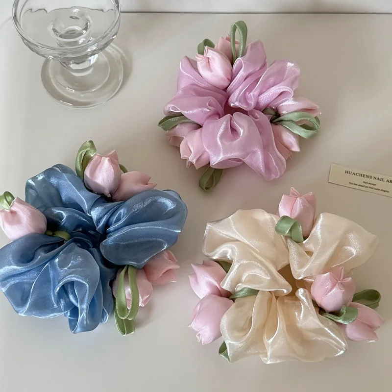Korean Sweet Tulip Flower Large Scrunchie Hair Tie for Women - Bun Maker Hair Band Резинки Для Волос 곱창밴드 Accesorios Mujer
Korean Sweet Tulip Flower Large Scrunchie Hair Tie for Women - Bun Maker Hair Band Резинки Для Волос 곱창밴드 Accesorios Mujer