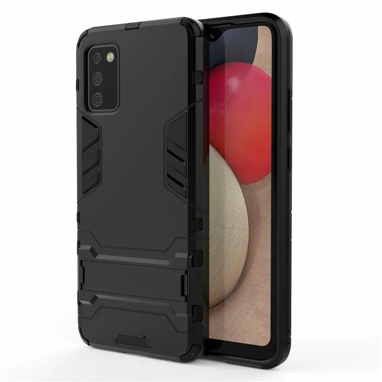 2 in 1 Kickstand Case PC + TPU Combo Phone Shell for Samsung Galaxy A02s (166.5x75.9x9.2mm) - Black
2 in 1 Kickstand Case PC + TPU Combo Phone Shell for Samsung Galaxy A02s (166.5x75.9x9.2mm) - Black