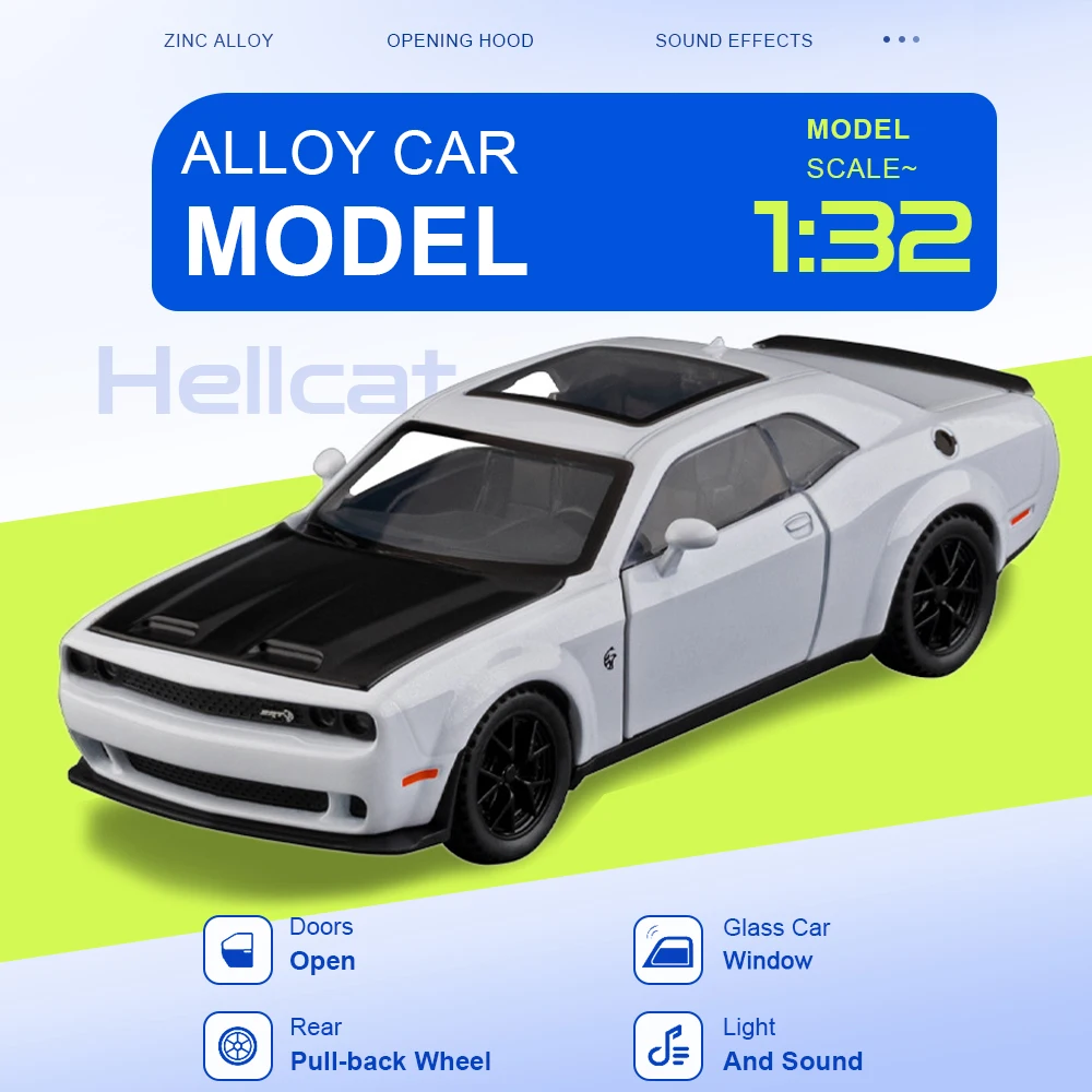 1:32 Hellcat Miniature Toy Model Supercars Alloy Diecast Doors Opened Sound Light Pull Back Office Table Sports Car Ornaments
1:32 Hellcat Miniature Toy Model Supercars Alloy Diecast Doors Opened Sound Light Pull Back Office Table Sports Car Ornaments