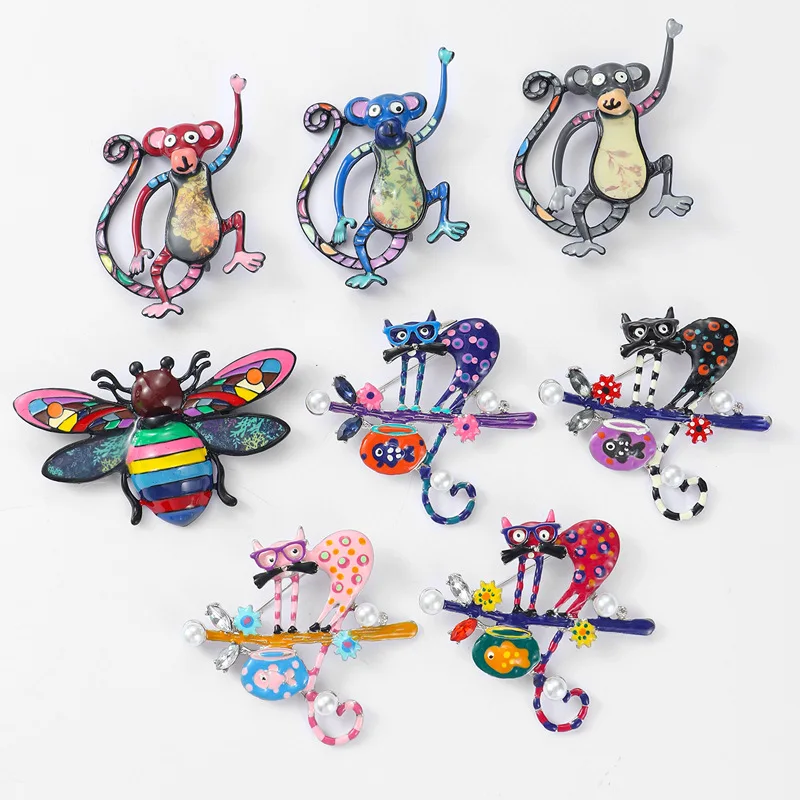 2PC setCartoon Colorful Cat Brooch Series Alloy Enamel Cute Animal Monkey Pin Brooch Clothing Accessories
2PC setCartoon Colorful Cat Brooch Series Alloy Enamel Cute Animal Monkey Pin Brooch Clothing Accessories