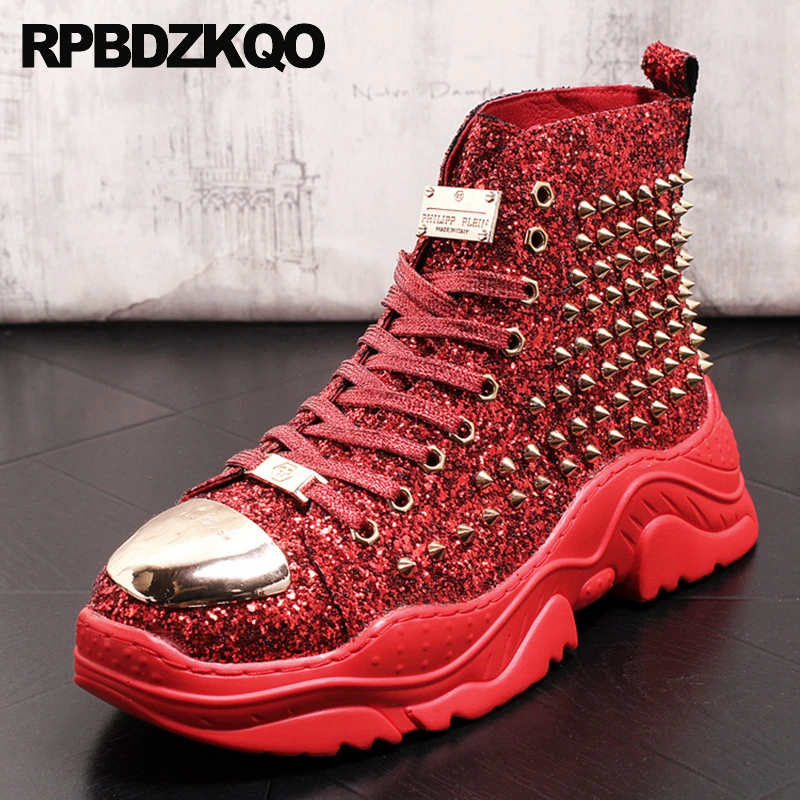 Elevator Booties Paillette Men Trainers Chunky Sneakers Stud Spike Boots Thick Sequin Shoes Lace Up Athletic Sport Glitter Rivet
Elevator Booties Paillette Men Trainers Chunky Sneakers Stud Spike Boots Thick Sequin Shoes Lace Up Athletic Sport Glitter Rivet