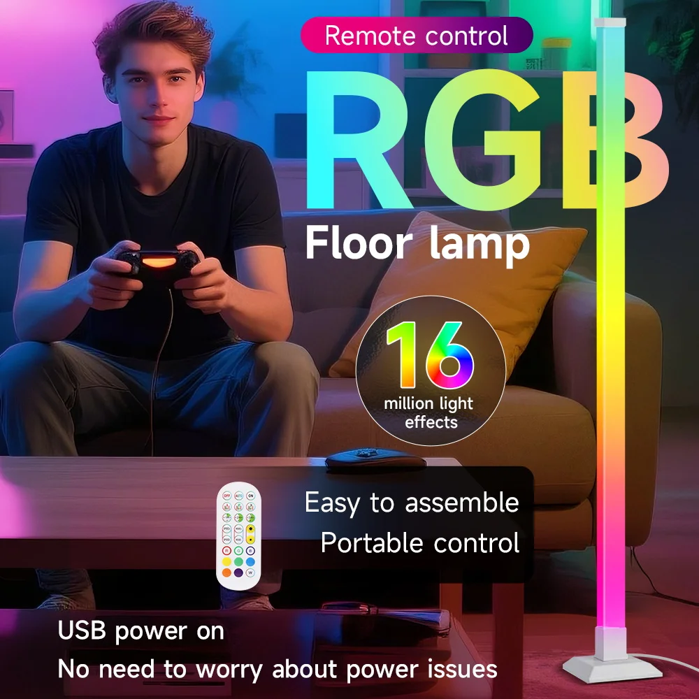 Светодиодный напольный светильник RGB с управлением через приложение и пультом ДУ, современный напольный светильник для декора спальни и гостиной, напольный светильник-стойка
Светодиодный напольный светильник RGB с управлением через приложение и пультом ДУ, современный напольный светильник для декора спальни и гостиной, напольный светильник-стойка