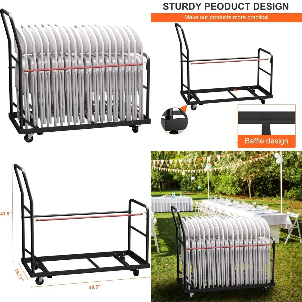 Сверхмощная складная тележка для стула емкостью 300 фунтов, тележка на колесиках для 25 стульев с двойными ручками и конструкцией с защитой от опрокидывания
Сверхмощная складная тележка для стула емкостью 300 фунтов, тележка на колесиках для 25 стульев с двойными ручками и конструкцией с защитой от опрокидывания