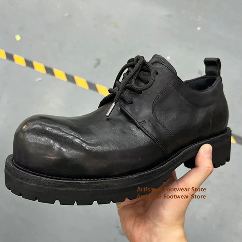 Black Derby Shoes for Men Thick-Soled Lace Up Round Toe Casual Leather Shoes Breathable Solid Casual Shoes Handmade Men's Shoes
Black Derby Shoes for Men Thick-Soled Lace Up Round Toe Casual Leather Shoes Breathable Solid Casual Shoes Handmade Men's Shoes