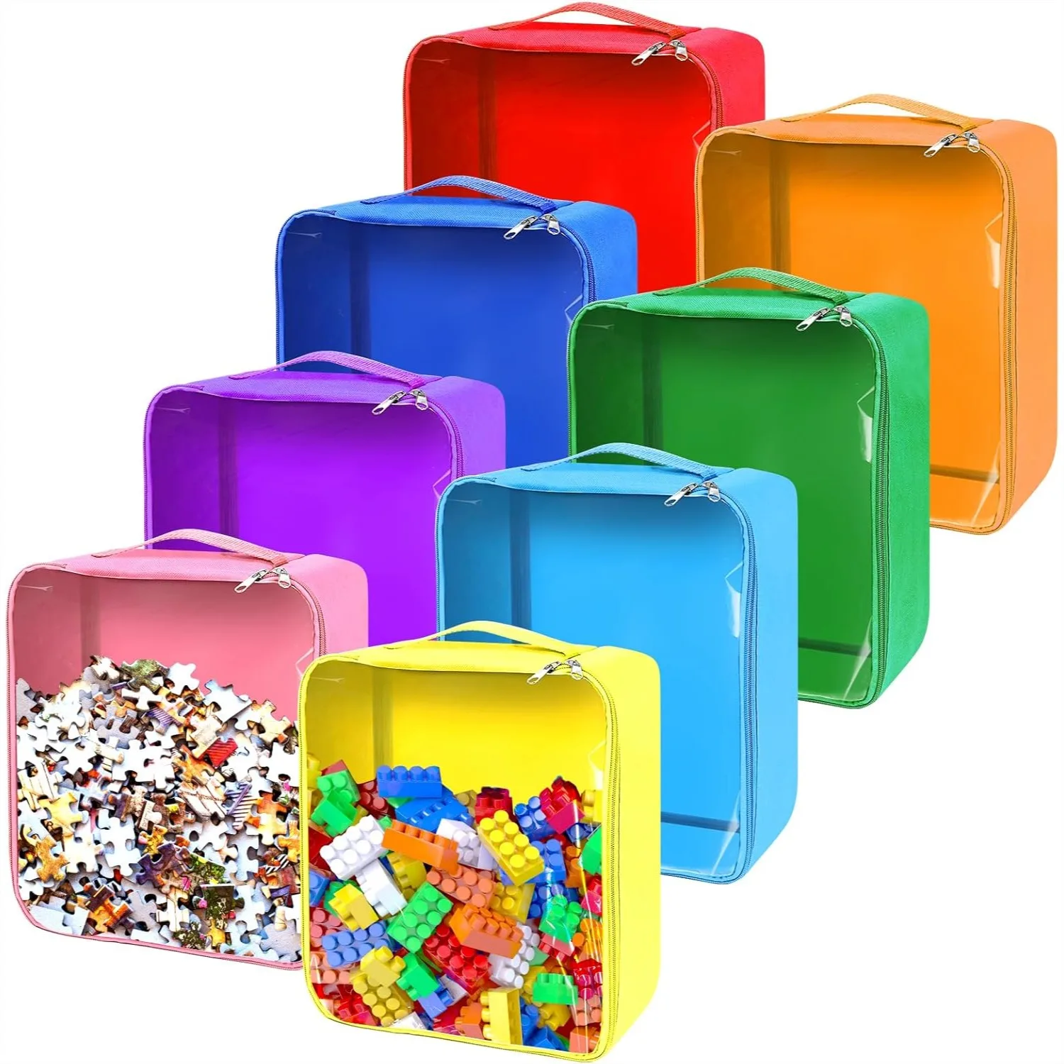 8 Pack Clear Toy Storage Bags with Handles, 12x10x5In Multi-colored Organizer for Blocks, Tiles, Cars, Puzzles, Plush
8 Pack Clear Toy Storage Bags with Handles, 12x10x5In Multi-colored Organizer for Blocks, Tiles, Cars, Puzzles, Plush