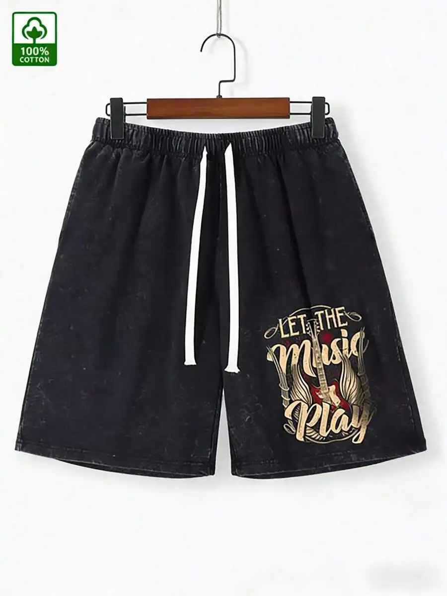 Men Vintage Wash Cotton Drawstring Shorts With Music Graphic Hip Hop Streetwear
Men Vintage Wash Cotton Drawstring Shorts With Music Graphic Hip Hop Streetwear