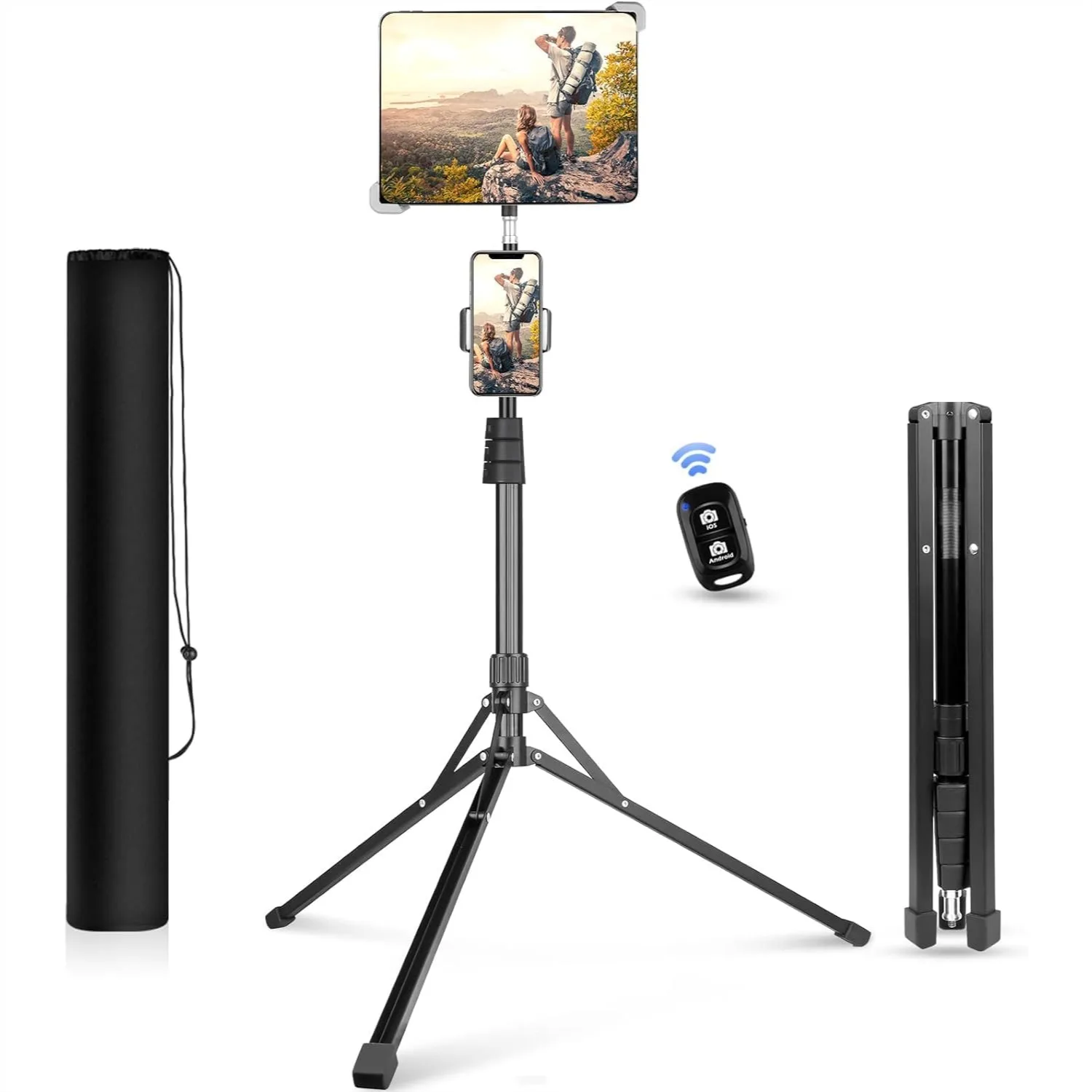 67in iPad Tripod Stand with 360 Rotating Tablet Mount & Phone Holder for 9.9-15.7in Tablets
67in iPad Tripod Stand with 360 Rotating Tablet Mount & Phone Holder for 9.9-15.7in Tablets