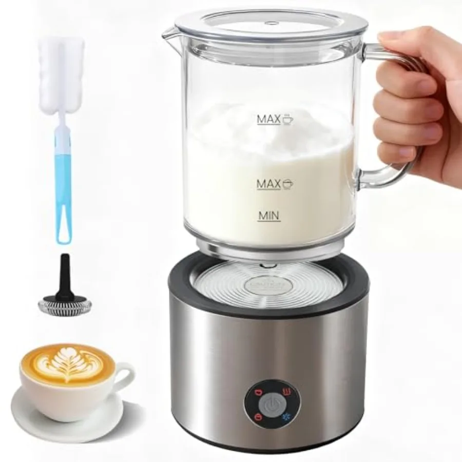 Detachable Milk Frother 4 in 1 Milk Frother and Steamer Dishwasher Safe Glass Frother 16.9oz Hot and Cold Foam Maker Electric M
Detachable Milk Frother 4 in 1 Milk Frother and Steamer Dishwasher Safe Glass Frother 16.9oz Hot and Cold Foam Maker Electric M