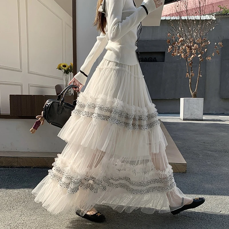 High Waisted A Line Tulle Cake Skirts Women 2026 Fashion Patchwork Puff Long Skirt Woman French Ballet Style Mesh Skirts Female
High Waisted A Line Tulle Cake Skirts Women 2026 Fashion Patchwork Puff Long Skirt Woman French Ballet Style Mesh Skirts Female
