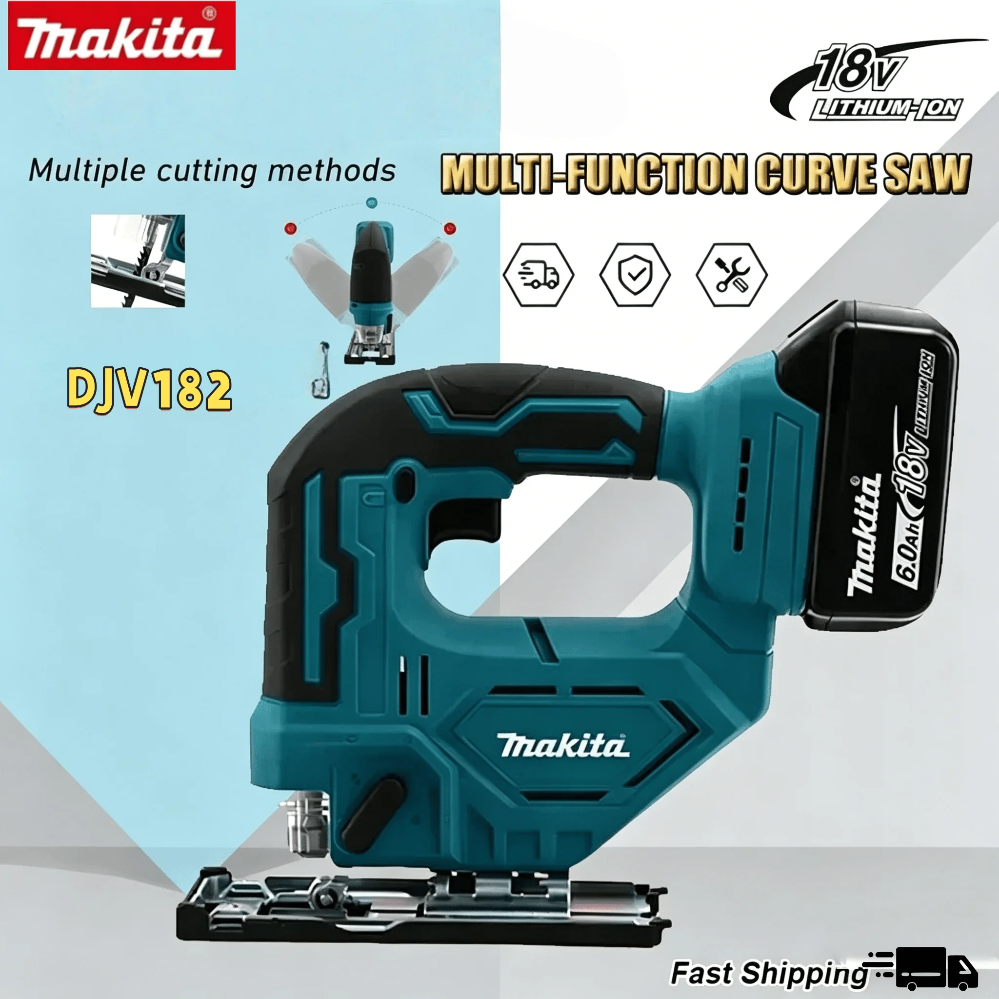Аккумуляторный лобзик Makita DJV182Z: 18В, 300Вт, 0-2700 об/мин, ход, ±45° ° Угловой резак для резки дерева, пластика и металла
Аккумуляторный лобзик Makita DJV182Z: 18В, 300Вт, 0-2700 об/мин, ход, ±45° ° Угловой резак для резки дерева, пластика и металла