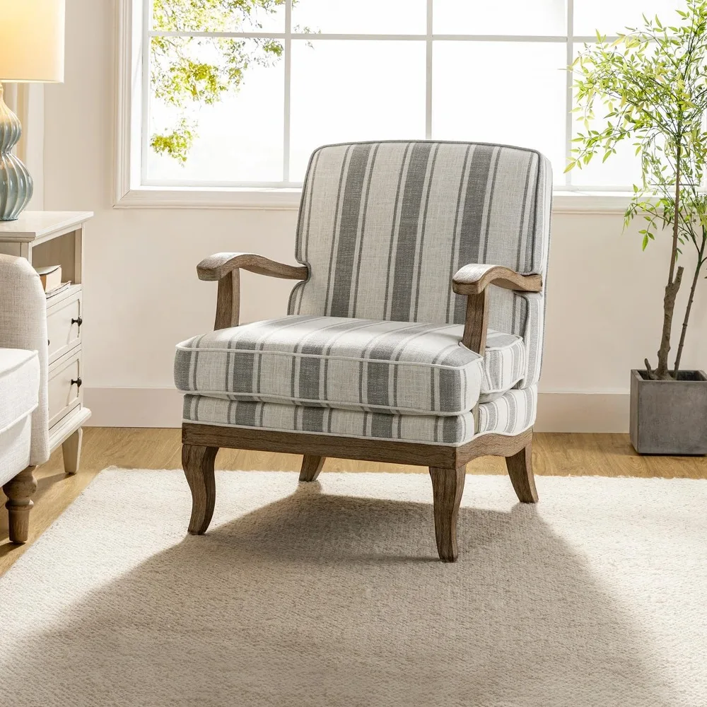 Upholstered Accent Chair, Mid-Century Modern Striped Chair with Graceful Curves and Wooden Legs, Comfy Lounge Armchair Striped
Upholstered Accent Chair, Mid-Century Modern Striped Chair with Graceful Curves and Wooden Legs, Comfy Lounge Armchair Striped
