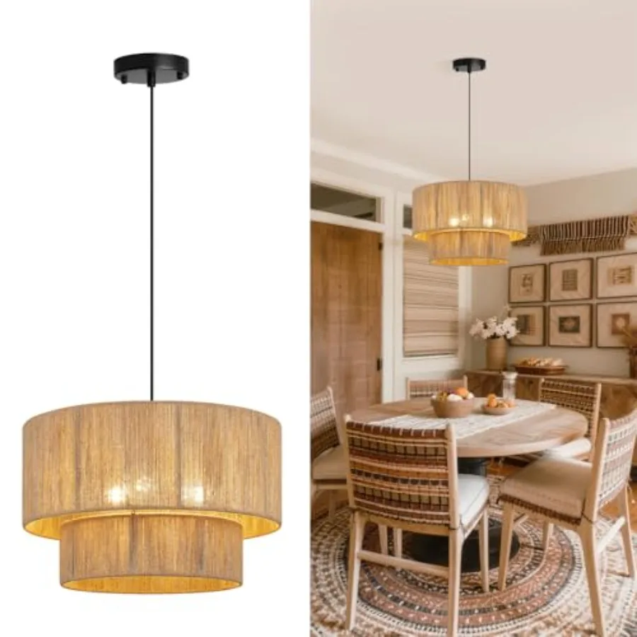 18 Inch Large Rattan Woven Pendant Light Boho Farmhouse Hanging Chandelier Lamp Fixture Natural Wicker Jute Lighting for Dining
18 Inch Large Rattan Woven Pendant Light Boho Farmhouse Hanging Chandelier Lamp Fixture Natural Wicker Jute Lighting for Dining