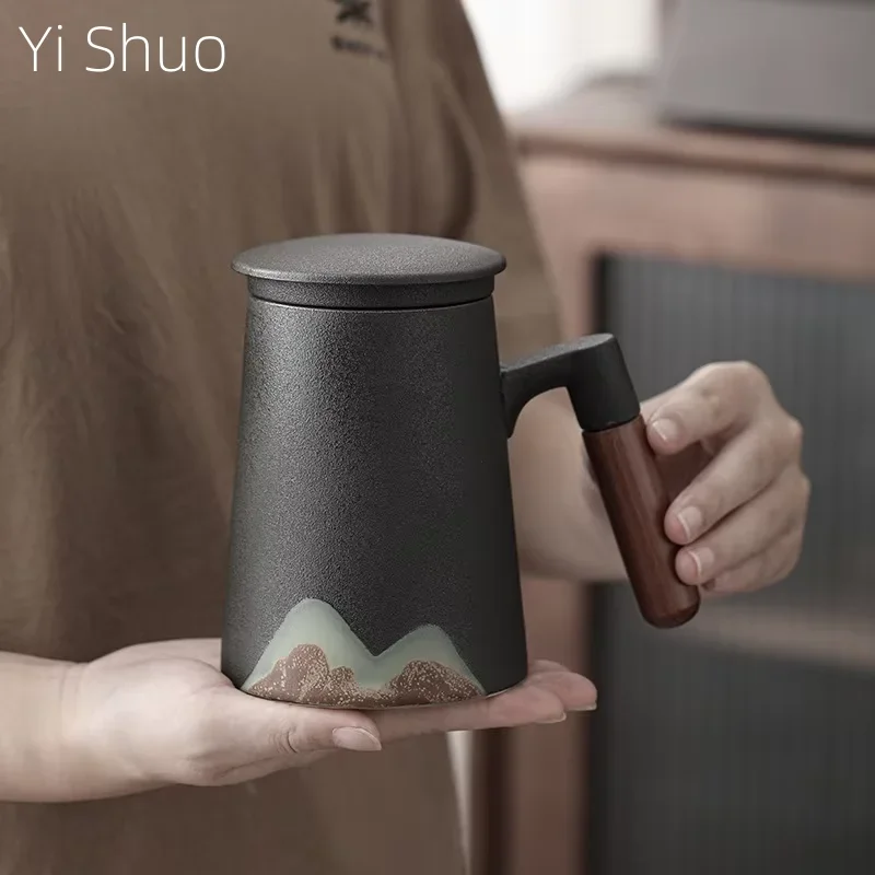 Glaze Painting Color Hand-Painted Mug Wooden Handle Ceramic Cup with Lid Filter Large Office Household Ceramic Mug Tea Cup Mug
Glaze Painting Color Hand-Painted Mug Wooden Handle Ceramic Cup with Lid Filter Large Office Household Ceramic Mug Tea Cup Mug