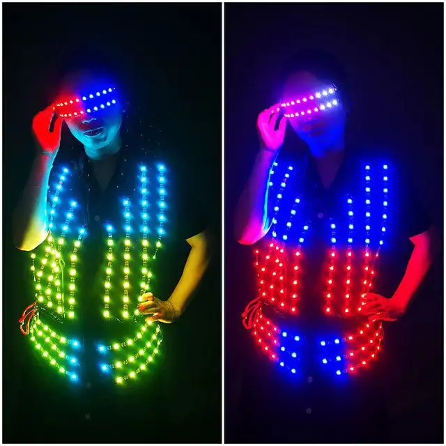 Light Up Glasses Tron Dance Wear Stage Nightclub Party Outfits Futuristic Clothing LED Costumes Luminous Dance for Men Women
Light Up Glasses Tron Dance Wear Stage Nightclub Party Outfits Futuristic Clothing LED Costumes Luminous Dance for Men Women