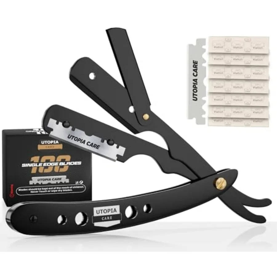 Professional Straight Razor for Men, Barber Straight Edge Razor Safety with 100 Pack Blades
Professional Straight Razor for Men, Barber Straight Edge Razor Safety with 100 Pack Blades