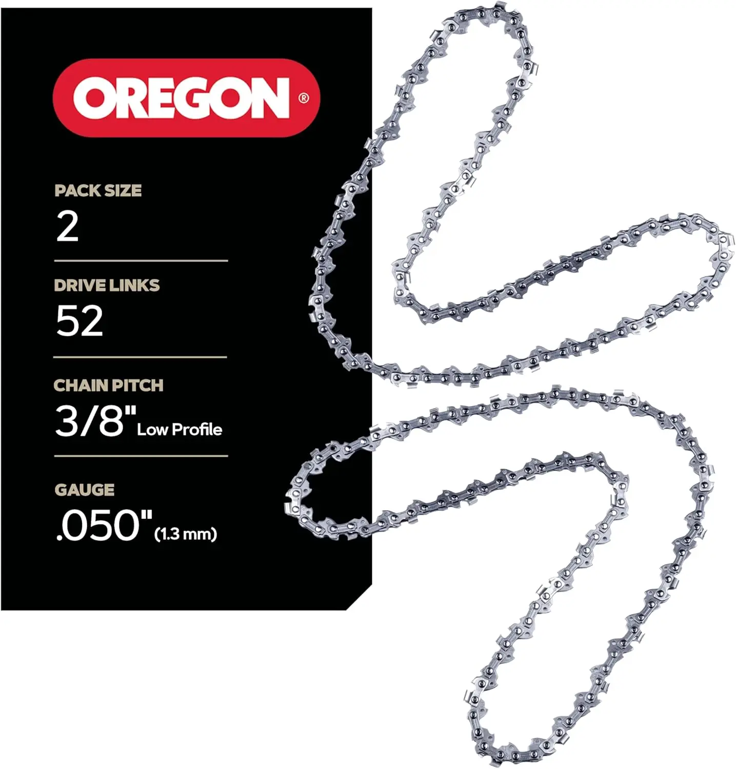2-Pack Chainsaw Chain 3/8" LP Pitch .050" Gauge for 14" Bar 52 Drive Links Low-Kickback Replacement
2-Pack Chainsaw Chain 3/8" LP Pitch .050" Gauge for 14" Bar 52 Drive Links Low-Kickback Replacement