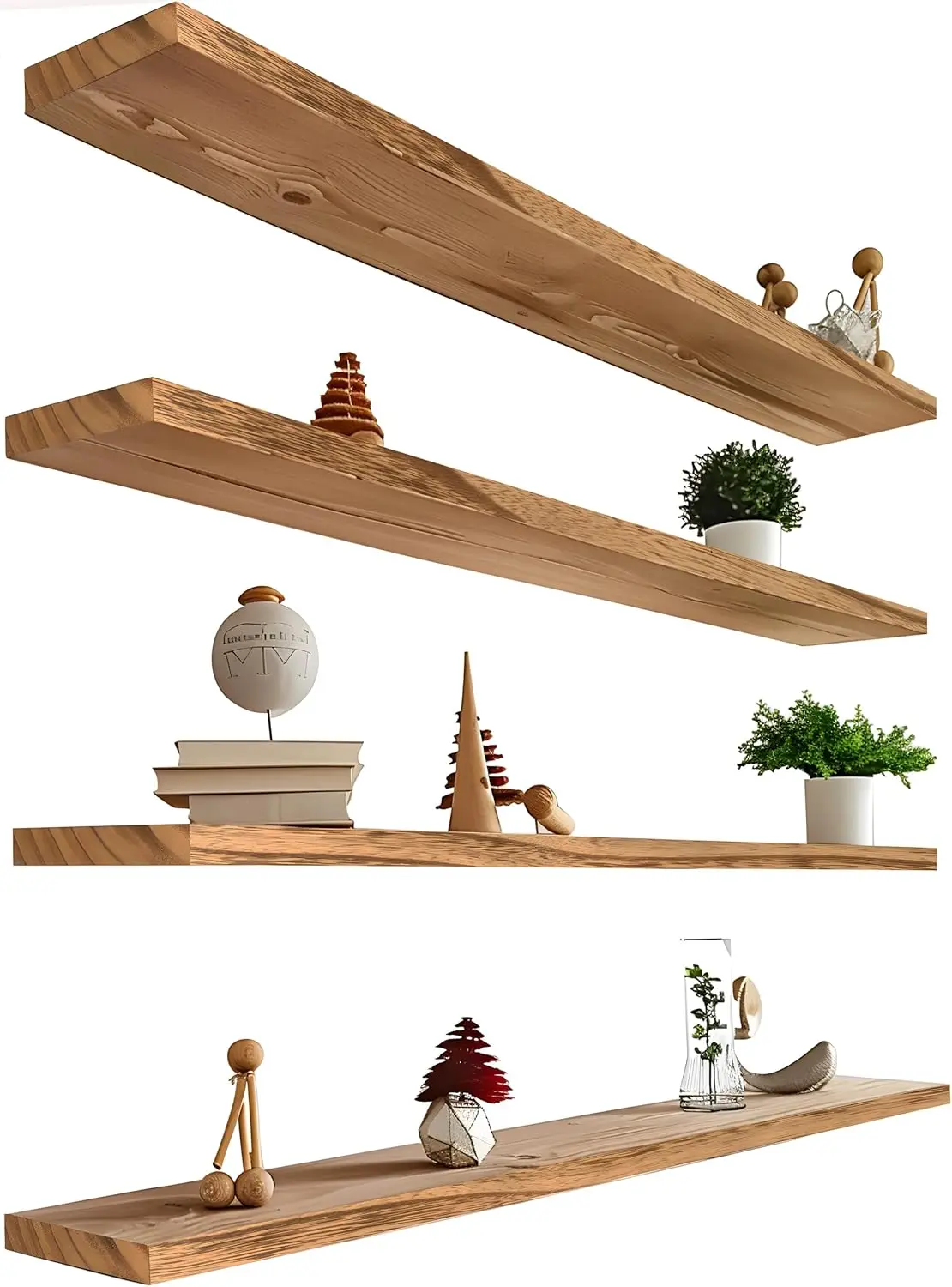 48 Inch Floating Shelves for Wall, Rustic Light Wood, Set of 4, Easy Install
48 Inch Floating Shelves for Wall, Rustic Light Wood, Set of 4, Easy Install