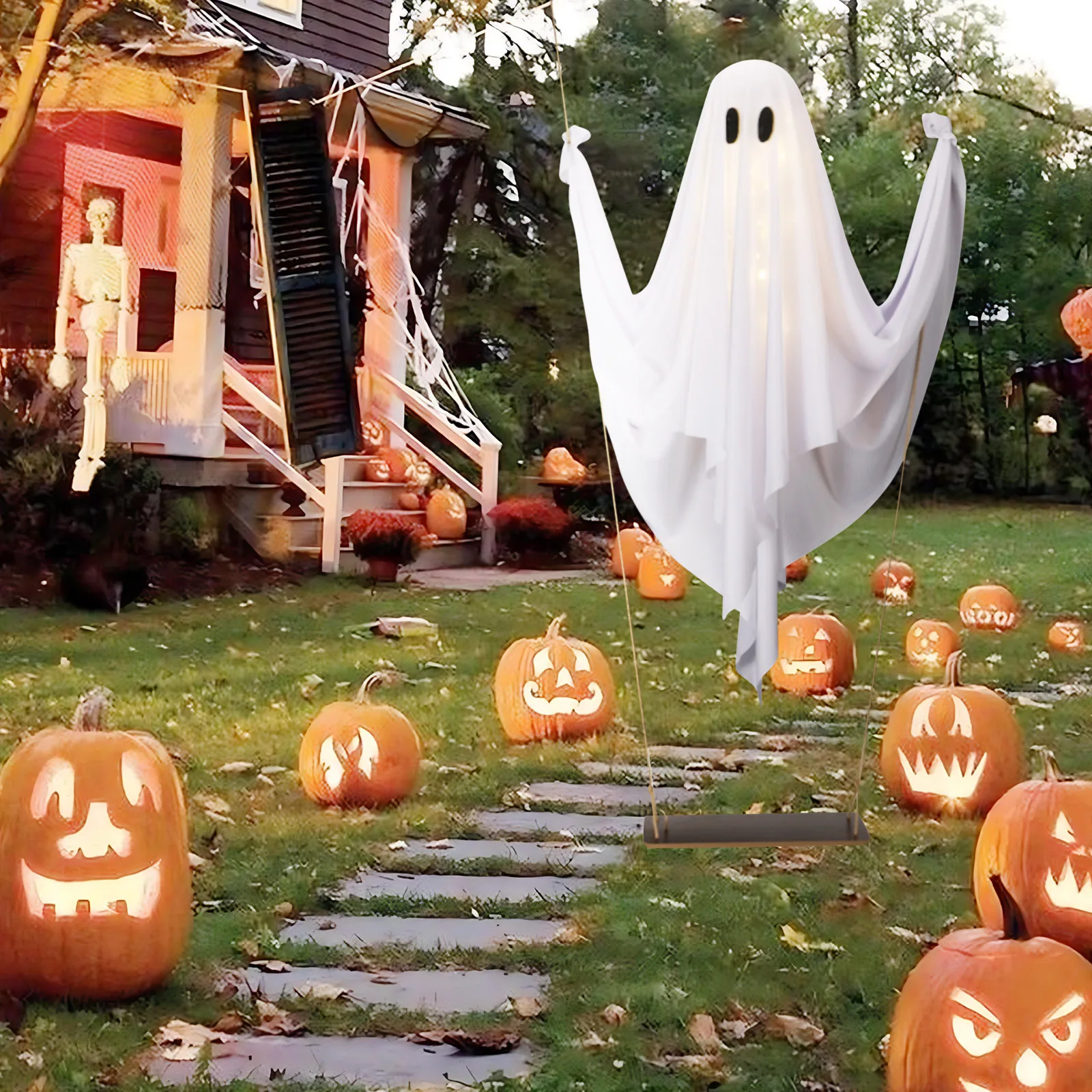 In Stock! Halloween Outdoor Decoration - 5ft Large Hanging Swing Halloween Decoration With String Lights - Scary Cute Decoration
In Stock! Halloween Outdoor Decoration - 5ft Large Hanging Swing Halloween Decoration With String Lights - Scary Cute Decoration