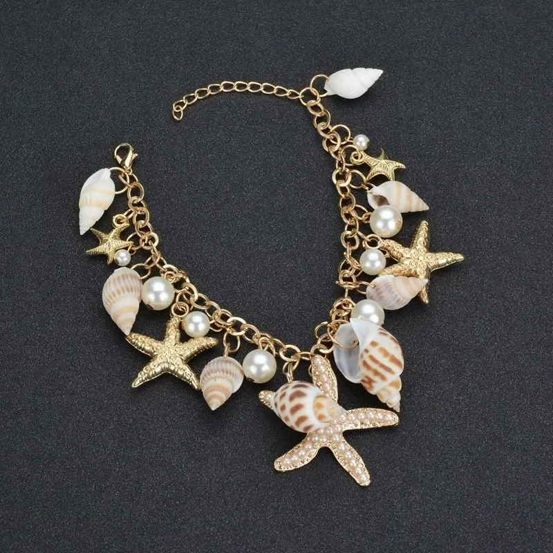 Cute Sweet Starfish Shell Conch Bracelet for Women New Personality Fashion Pearl Summer Beach Jewelry Holiday Party Accessories
Cute Sweet Starfish Shell Conch Bracelet for Women New Personality Fashion Pearl Summer Beach Jewelry Holiday Party Accessories