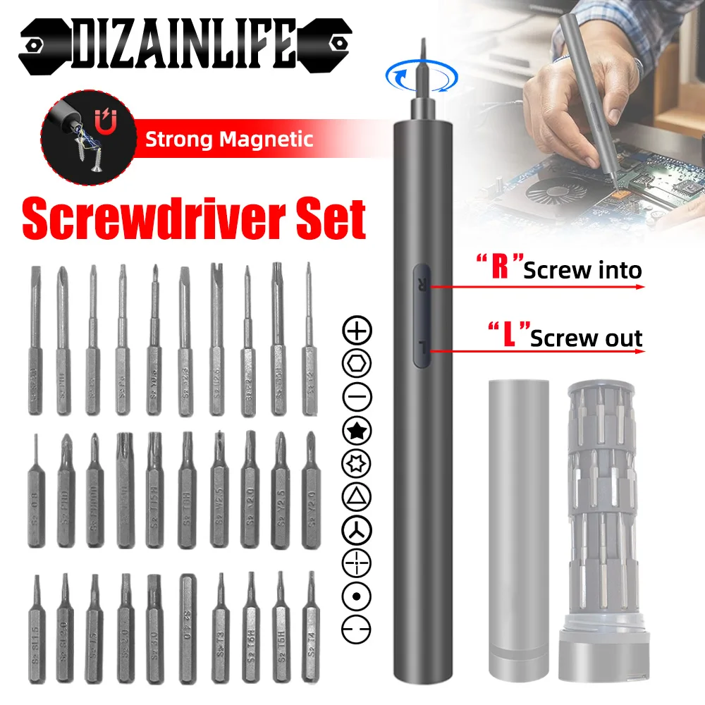 30 in 1 Electric Screwdriver Set Precision Power Tool Magnetic Screw Driver Bits Rechargeable for iPhone Glasses Watch PC
30 in 1 Electric Screwdriver Set Precision Power Tool Magnetic Screw Driver Bits Rechargeable for iPhone Glasses Watch PC
