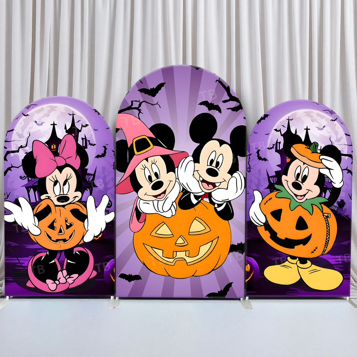 TB Full Moon Night Mickey Mouse Arch Backdrop Cover Bat Pumpkin Party Purple Halloween Photography Background Decor Elastic
TB Full Moon Night Mickey Mouse Arch Backdrop Cover Bat Pumpkin Party Purple Halloween Photography Background Decor Elastic