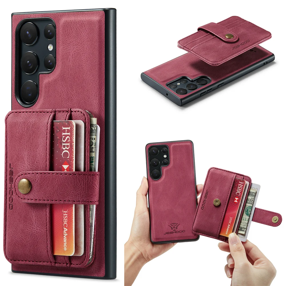 JEEHOOD 2 in 1 Detachable Card Bag Magnetic Leather Case for Galaxy S23 Ultra S20 S21 FE S22 Plus S23 FE Wallet Case Phone Bag
JEEHOOD 2 in 1 Detachable Card Bag Magnetic Leather Case for Galaxy S23 Ultra S20 S21 FE S22 Plus S23 FE Wallet Case Phone Bag