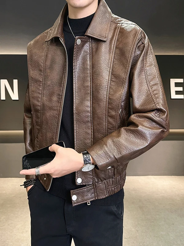 Trendy Biker Sle Leather Jaet Men's ort Casual Stand Collar Motorcycle Clothes Warmth Autumn Winter Faionable Youth
Trendy Biker Sle Leather Jaet Men's ort Casual Stand Collar Motorcycle Clothes Warmth Autumn Winter Faionable Youth