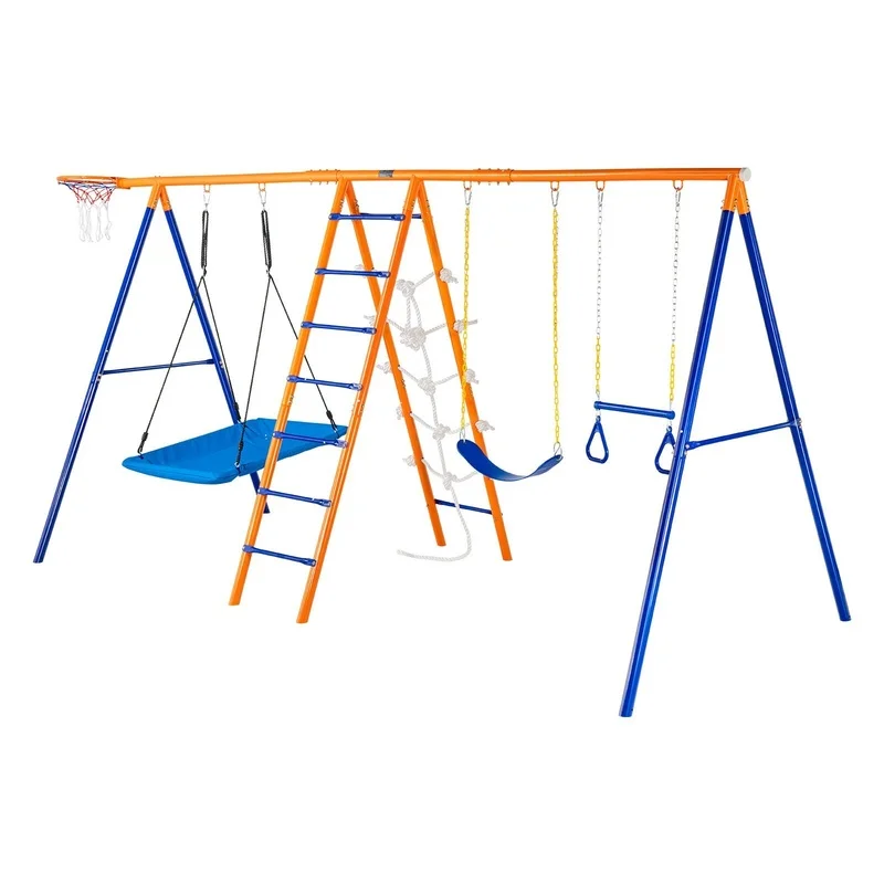 6-in-1 Metal Swing Set, 440lbs Capacity, Backyard Play Structure
6-in-1 Metal Swing Set, 440lbs Capacity, Backyard Play Structure