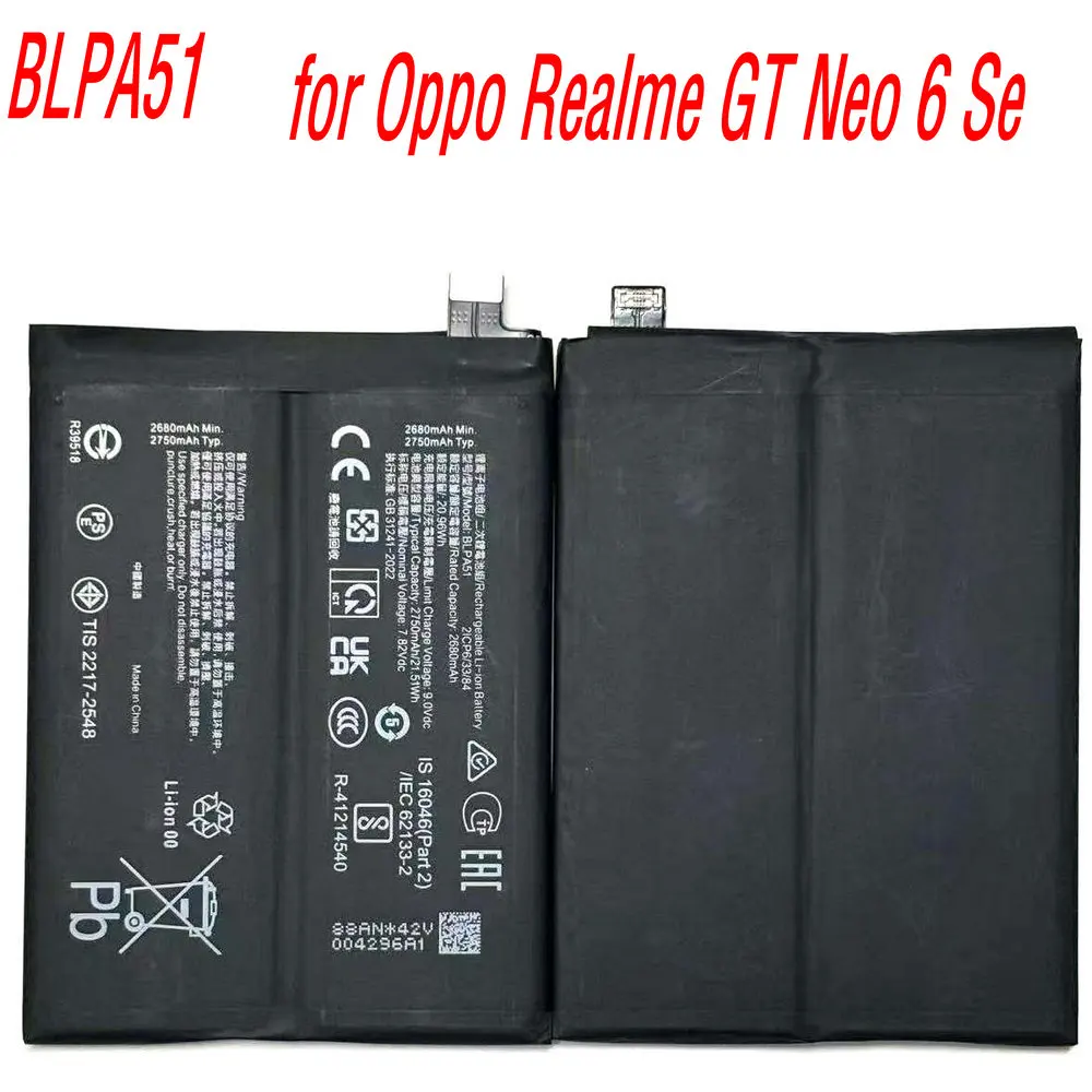 New BLPA51 High Capacity Replacement Battery for Oppo Realme GT Neo 6 Se Mobile Phone
New BLPA51 High Capacity Replacement Battery for Oppo Realme GT Neo 6 Se Mobile Phone