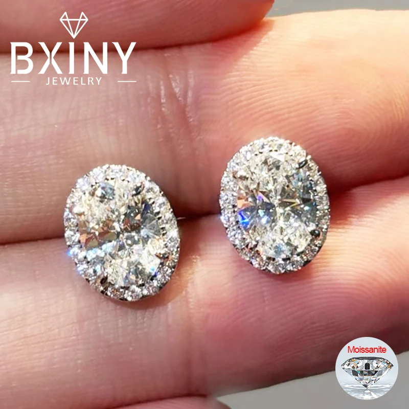 BXINY 0,5/1 карат овальной огранки Муассанит серьги-гвоздики из стерлингового серебра 925 пробы Halo Diamomd серьги-гвоздики для женщин подарки ювелирные изделия сертифицированные GRA 
BXINY 0,5/1 карат овальной огранки Муассанит серьги-гвоздики из стерлингового серебра 925 пробы Halo Diamomd серьги-гвоздики для женщин подарки ювелирные изделия сертифицированные GRA