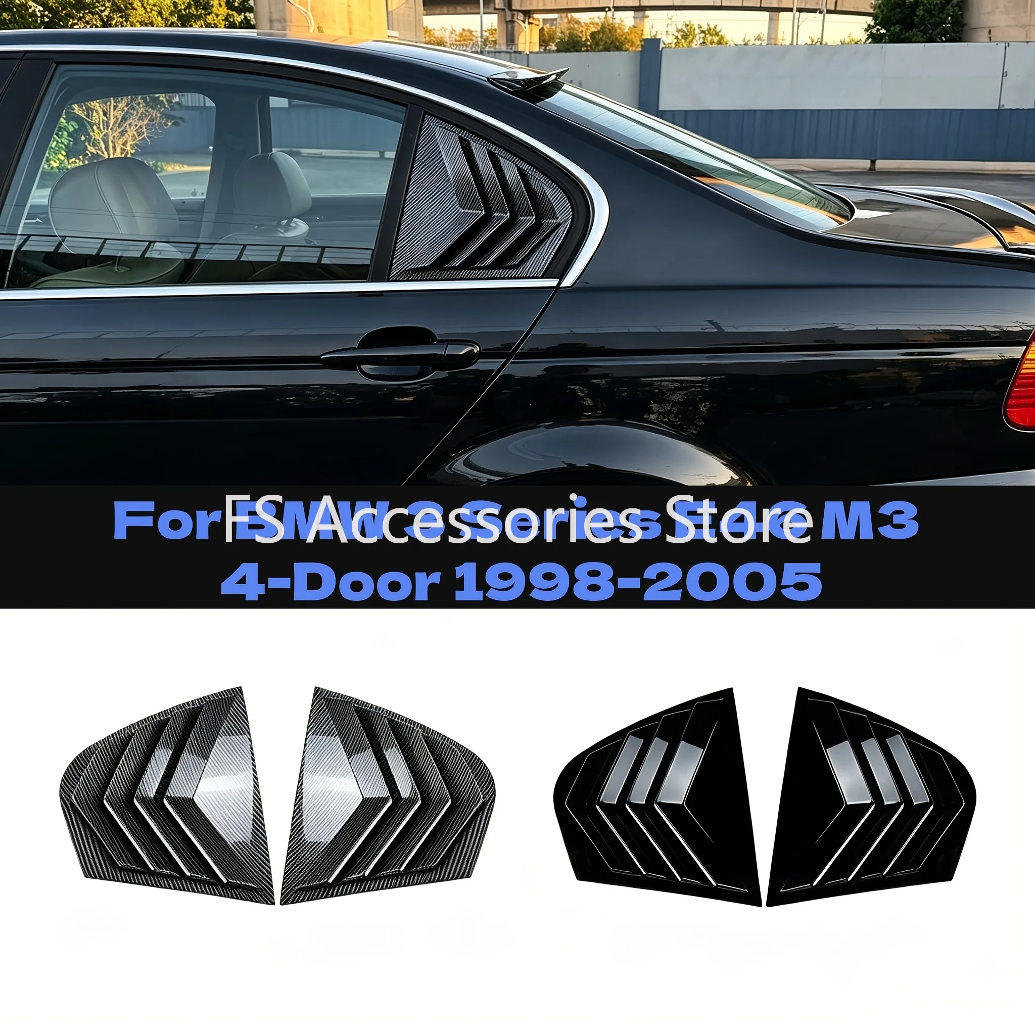 For BMW 3 Series E46 M3 4-Door 1998 1999 2000 2001 2002 2003 2004 2005 Rear Window Triangular Window Blinds Louver Trim Body Kit
For BMW 3 Series E46 M3 4-Door 1998 1999 2000 2001 2002 2003 2004 2005 Rear Window Triangular Window Blinds Louver Trim Body Kit