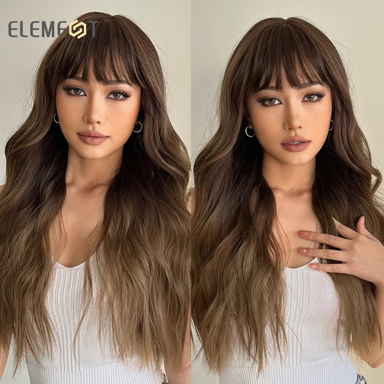 Long Wavy Synthetic Women's Wigs With Bangs Dark Brown Wigs For Women Daily Natural Wig High Temperature Hair
Long Wavy Synthetic Women's Wigs With Bangs Dark Brown Wigs For Women Daily Natural Wig High Temperature Hair