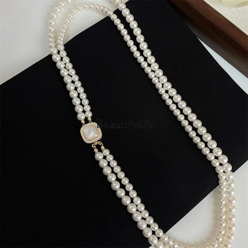 Double autumn and winter long pearl sweater chain atmospheric high-end accessories
Double autumn and winter long pearl sweater chain atmospheric high-end accessories