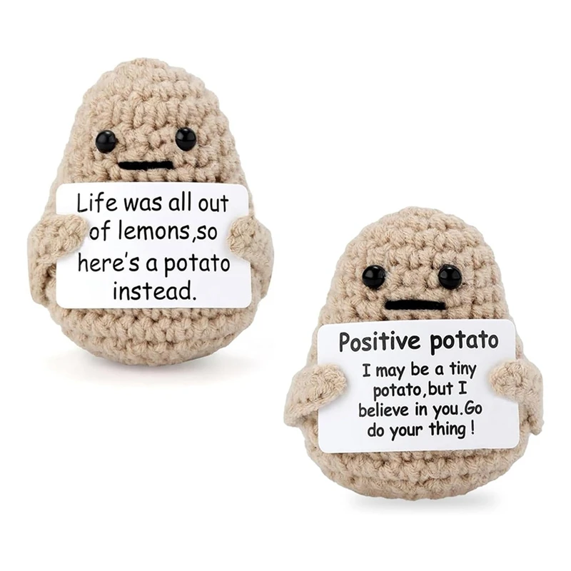 2Pcs Funny Positive Potato Toy, Cute Crochet Potato Doll With Positive Card 
2Pcs Funny Positive Potato Toy, Cute Crochet Potato Doll With Positive Card