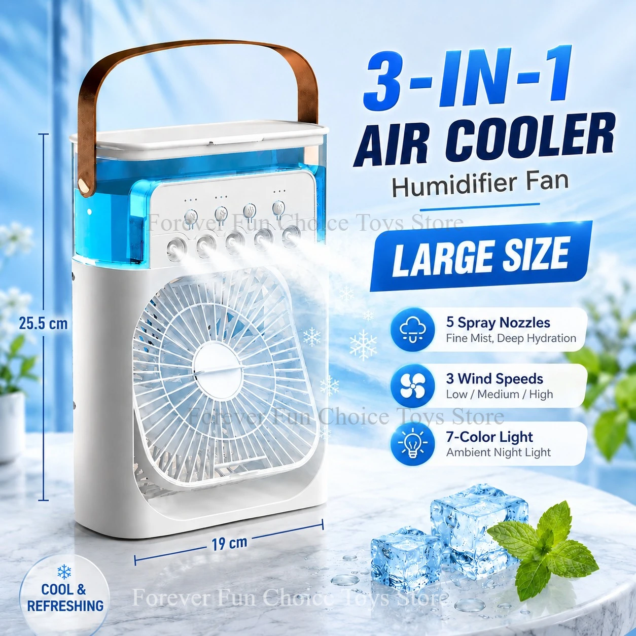 3 in-one Fan Air Conditioner 7-type LED Light Portable Humidifier Air Conditioner Fan Outdoor Handheld Ice Pack Spray Fan
3 in-one Fan Air Conditioner 7-type LED Light Portable Humidifier Air Conditioner Fan Outdoor Handheld Ice Pack Spray Fan