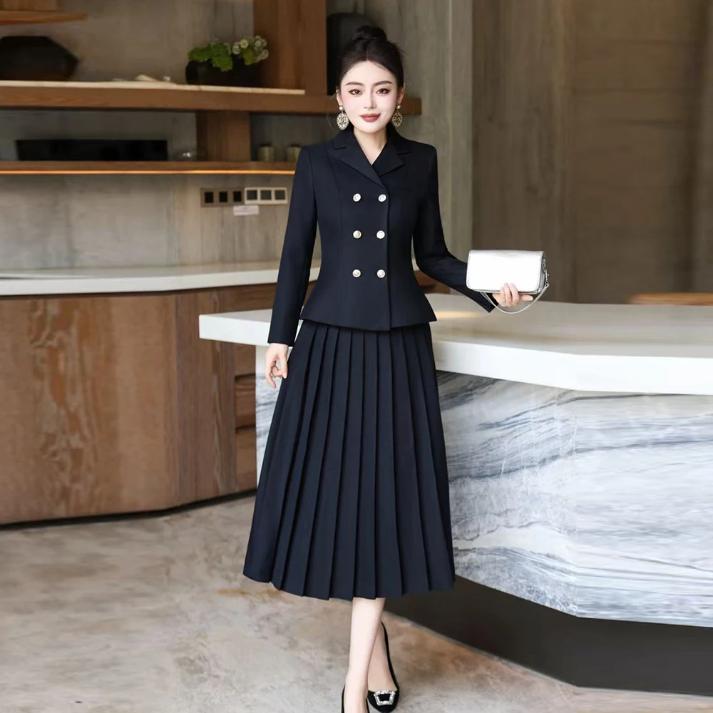 ZJYT Элегантный двубортный пиджак и плиссированная юбка, костюм, осенний женский наряд из двух предметов, новинка 2025 года, офисные женские комплекты рабочих платьев
ZJYT Элегантный двубортный пиджак и плиссированная юбка, костюм, осенний женский наряд из двух предметов, новинка 2025 года, офисные женские комплекты рабочих платьев