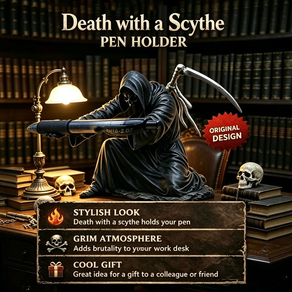 Gothic Death Pen Holder Grim Devil Skull Pencil Stand Reaper Sculpture Makeup Brush Racks Office Desk Stationery Organizer Decor
Gothic Death Pen Holder Grim Devil Skull Pencil Stand Reaper Sculpture Makeup Brush Racks Office Desk Stationery Organizer Decor