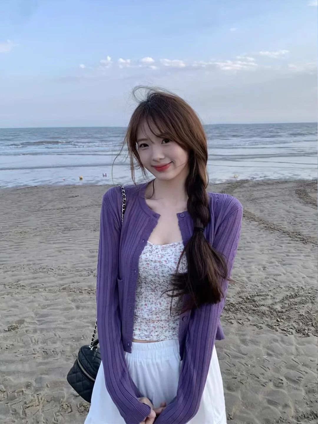 Spring Early Korean Style Women's Long Sleeve Knitted Open Cardigan Outerwear with Strap Purple Color Spring OOTD Outfit
Spring Early Korean Style Women's Long Sleeve Knitted Open Cardigan Outerwear with Strap Purple Color Spring OOTD Outfit