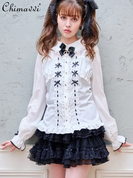 Japanese Liz Sweet Shirt 2025 Spring and Summer New Mine Cute Love Pendant Bow Lace Long-sleeved Shirt Lolita Tops Blouse
Japanese Liz Sweet Shirt 2025 Spring and Summer New Mine Cute Love Pendant Bow Lace Long-sleeved Shirt Lolita Tops Blouse