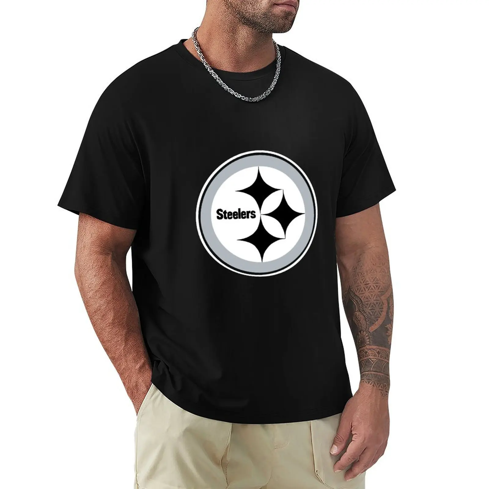 Black and White Steeler Logo T-Shirt plus sizes cheap stuff cotton man t-shirts Men's clothing
Black and White Steeler Logo T-Shirt plus sizes cheap stuff cotton man t-shirts Men's clothing