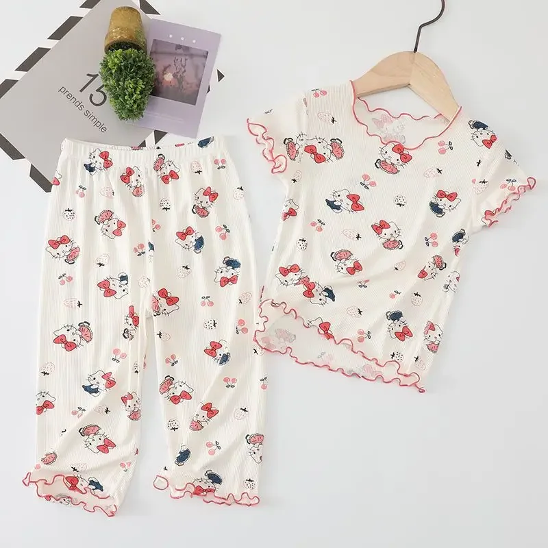 Sanrio hello kitty Girls Short Sleeve Pants Home Clothes children Summer robes Baby Pajamas Ice Silk sleepwear T-shirt
Sanrio hello kitty Girls Short Sleeve Pants Home Clothes children Summer robes Baby Pajamas Ice Silk sleepwear T-shirt
