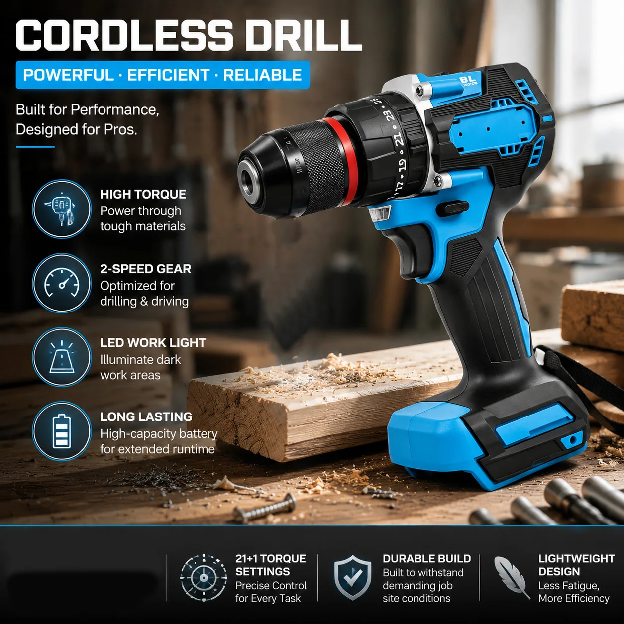 10MM Brushless Electric Impact Drill 25+3 Torque Cordless Screwdriver Hammer Drill Power Tool Compatible with Makita 18V Battery
10MM Brushless Electric Impact Drill 25+3 Torque Cordless Screwdriver Hammer Drill Power Tool Compatible with Makita 18V Battery
