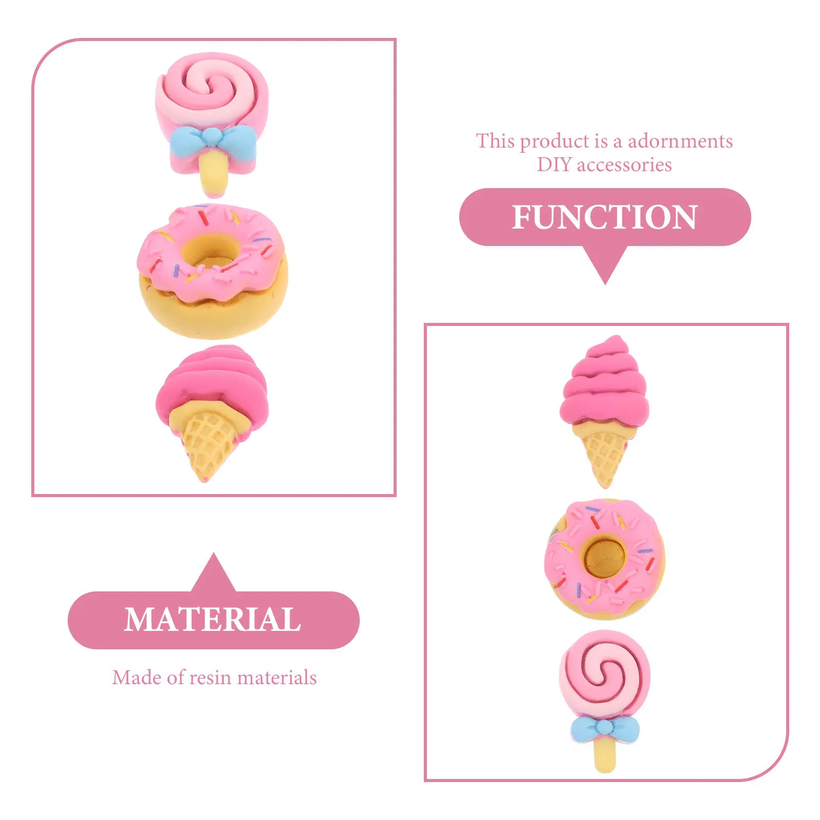 30Pcs Resin Flat Back Donut Lollipop Ice Cream Cone Charms Strong DIY Resin Accessories for Phone Case Hair Clip Craft Ornament
30Pcs Resin Flat Back Donut Lollipop Ice Cream Cone Charms Strong DIY Resin Accessories for Phone Case Hair Clip Craft Ornament