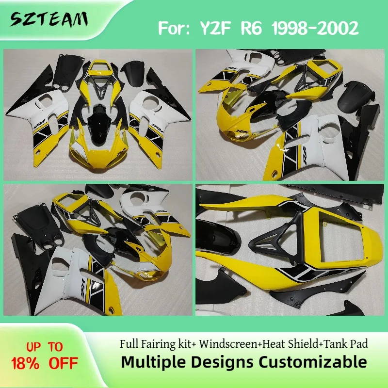 For YAMAHA YZFR6 1998 1999 2000 2001 2002 Prime Motorcycle Fairings YZF R6 98-02 ABS Fairing Injection Bodywork Kit
For YAMAHA YZFR6 1998 1999 2000 2001 2002 Prime Motorcycle Fairings YZF R6 98-02 ABS Fairing Injection Bodywork Kit