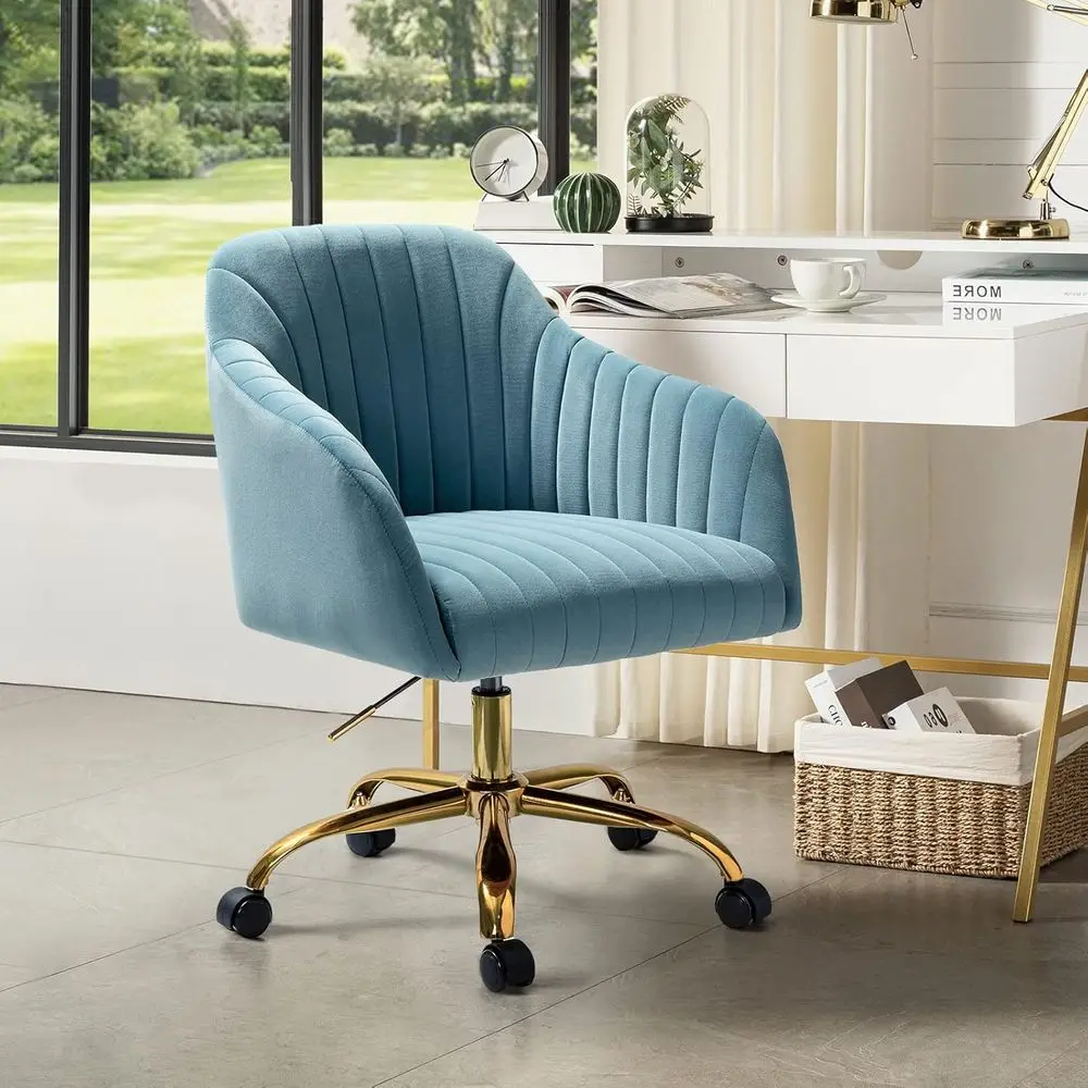 Swivel Upholstered Desk Chair with Adjustable Height, Cute Computer Task Seat for Women and Girls - Gold Base, Blue
Swivel Upholstered Desk Chair with Adjustable Height, Cute Computer Task Seat for Women and Girls - Gold Base, Blue