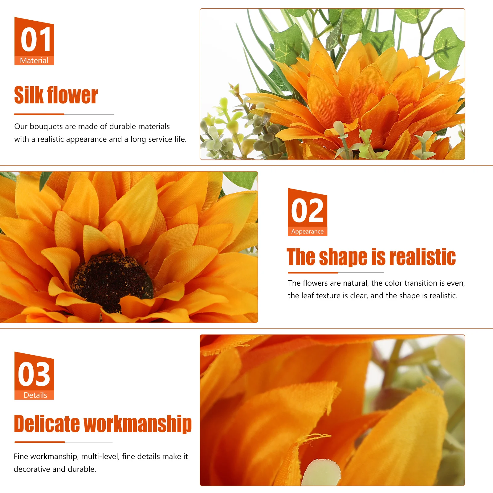 1Bunch Creative Sunflower Bouquet Artificial Flower Decorative For Wedding Home Party Photo Lifelike Bouquet Props
1Bunch Creative Sunflower Bouquet Artificial Flower Decorative For Wedding Home Party Photo Lifelike Bouquet Props