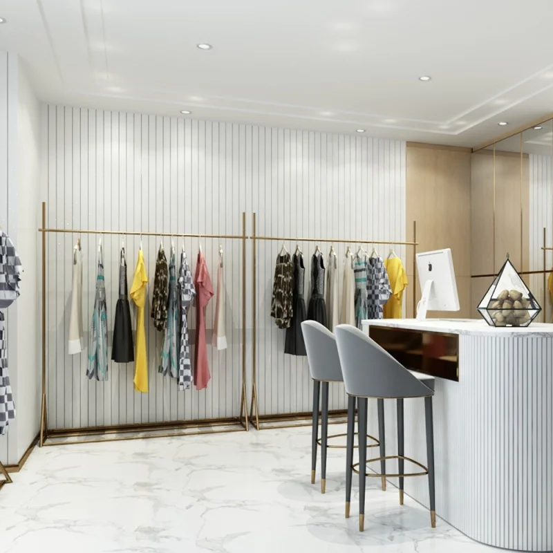 custom,Retail Garment Store Fixture Shop Fittings Interior Design Brass Clothing Display Rack
custom,Retail Garment Store Fixture Shop Fittings Interior Design Brass Clothing Display Rack