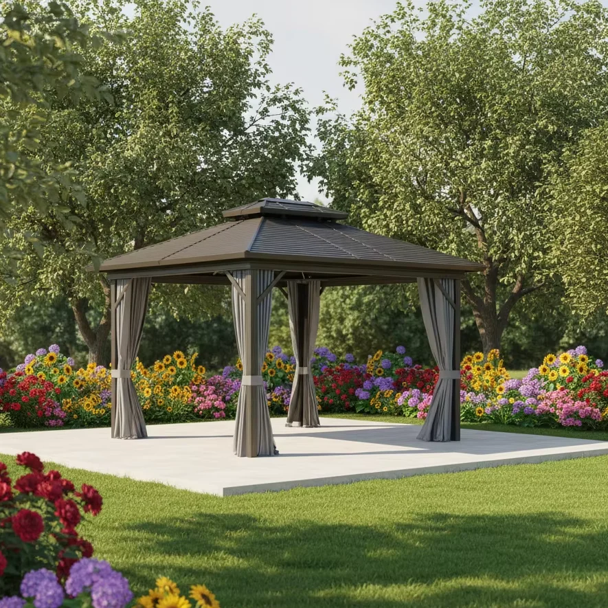 Aluminum Frame Custom Size Pavilion Double Roof Garden Outdoor Waterproof Hardtop Gazebo With Curtains
Aluminum Frame Custom Size Pavilion Double Roof Garden Outdoor Waterproof Hardtop Gazebo With Curtains