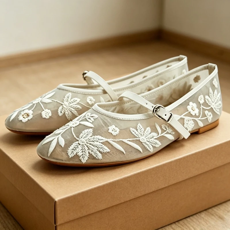 Mesh Embroider Round-toe Ballet Flats Women Floral Breathable Buckle Details Summer Footwear Comfortable Flat Shoes for Women
Mesh Embroider Round-toe Ballet Flats Women Floral Breathable Buckle Details Summer Footwear Comfortable Flat Shoes for Women