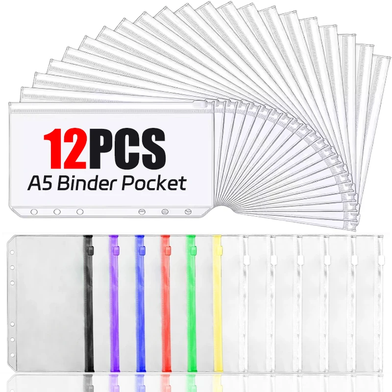 Waterproof A6 Binder Pockets 6 Holes Cash Envelopes Clear Zipper Pouch Folders Planner Inserts PVC Loose Leaf Filing Bags
Waterproof A6 Binder Pockets 6 Holes Cash Envelopes Clear Zipper Pouch Folders Planner Inserts PVC Loose Leaf Filing Bags